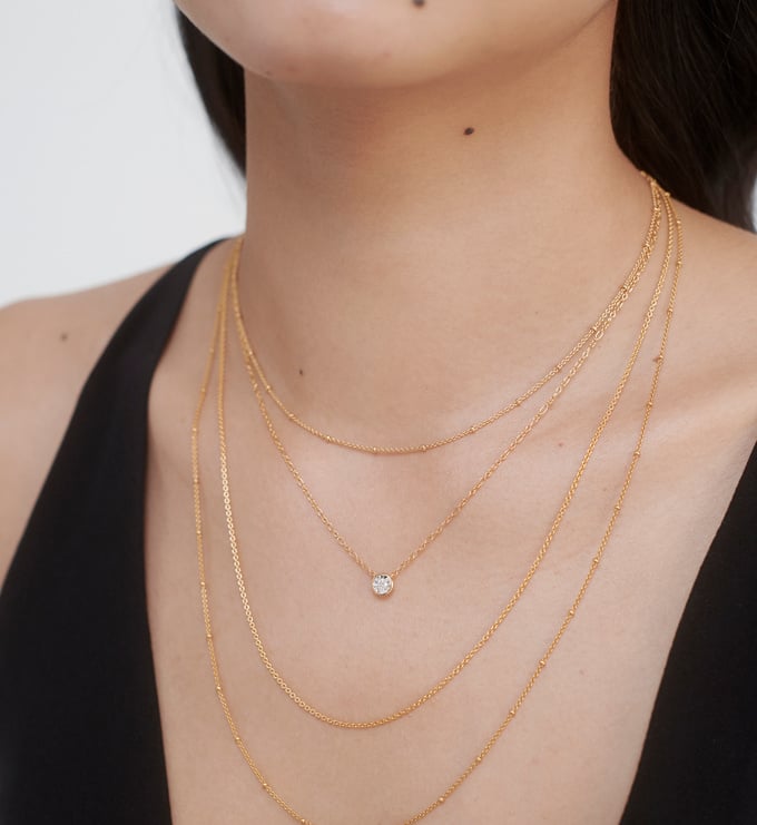 Fine Beaded Chain Necklace Adjustable  | 18ct Gold Plated