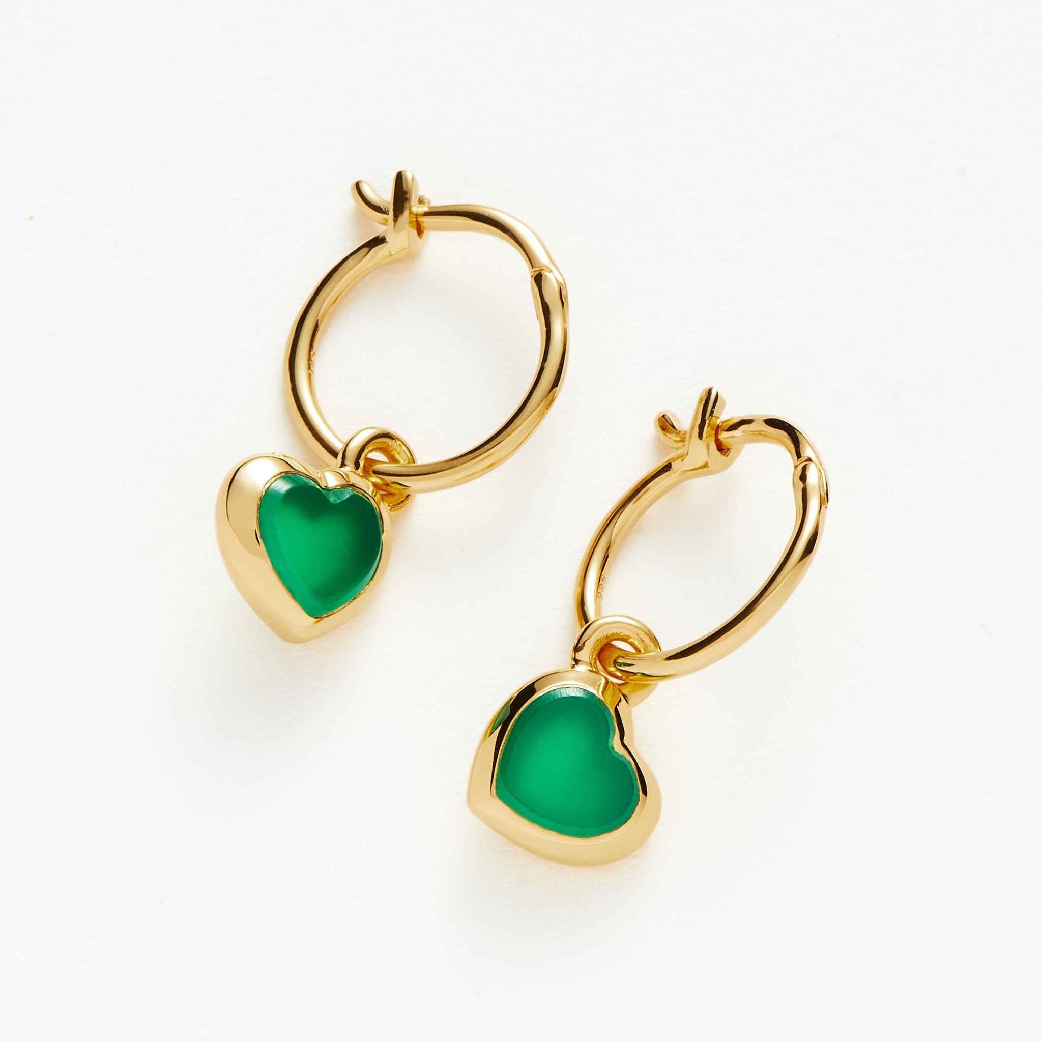 Jelly Heart Earrings | 18ct Gold Plated Dyed Chrysoprase