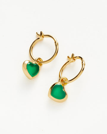 Jelly Heart Earrings | 18ct Gold Plated Dyed Chrysoprase