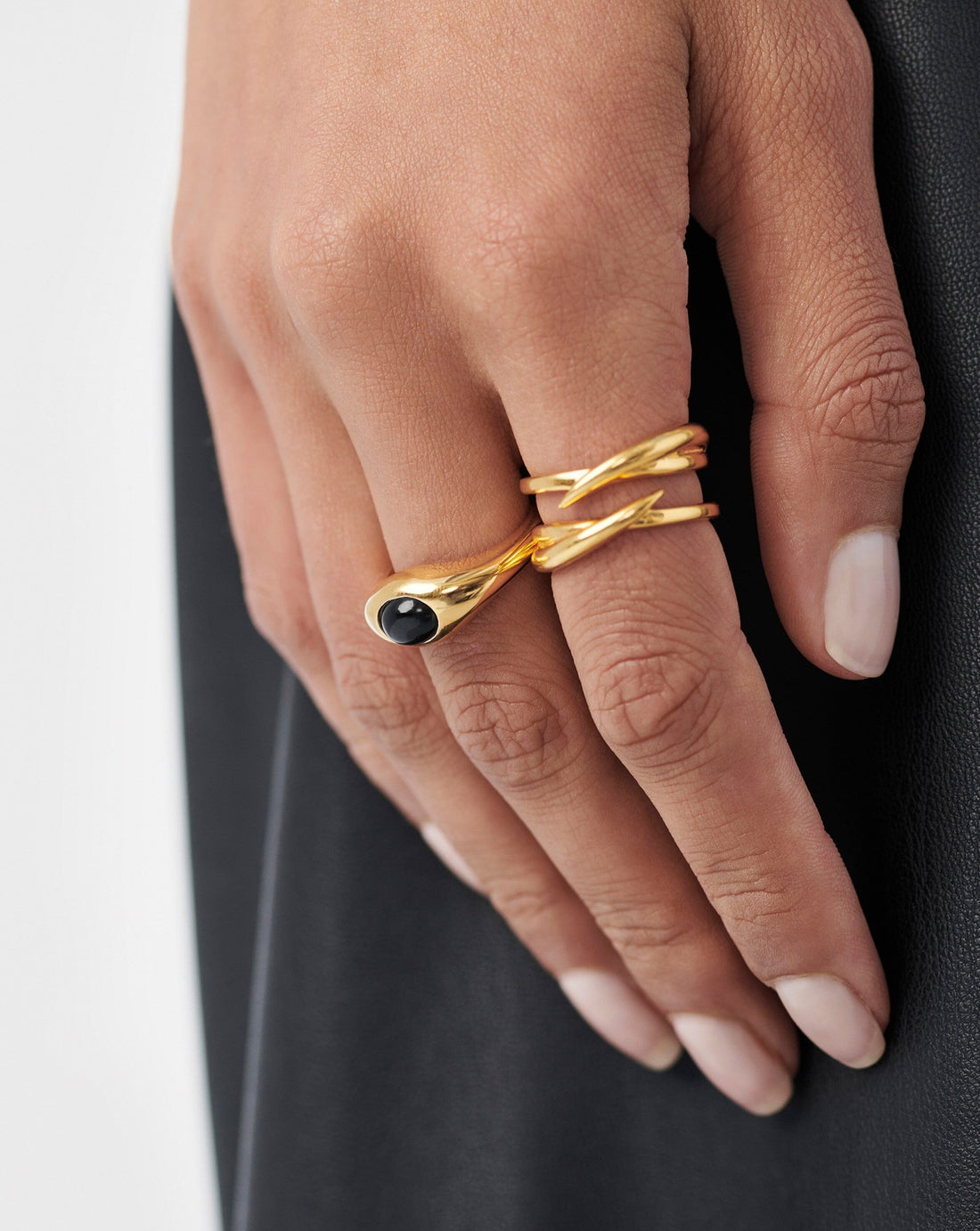 Stella Gemstone Stacking Ring | 18ct Gold Plated Black Onyx