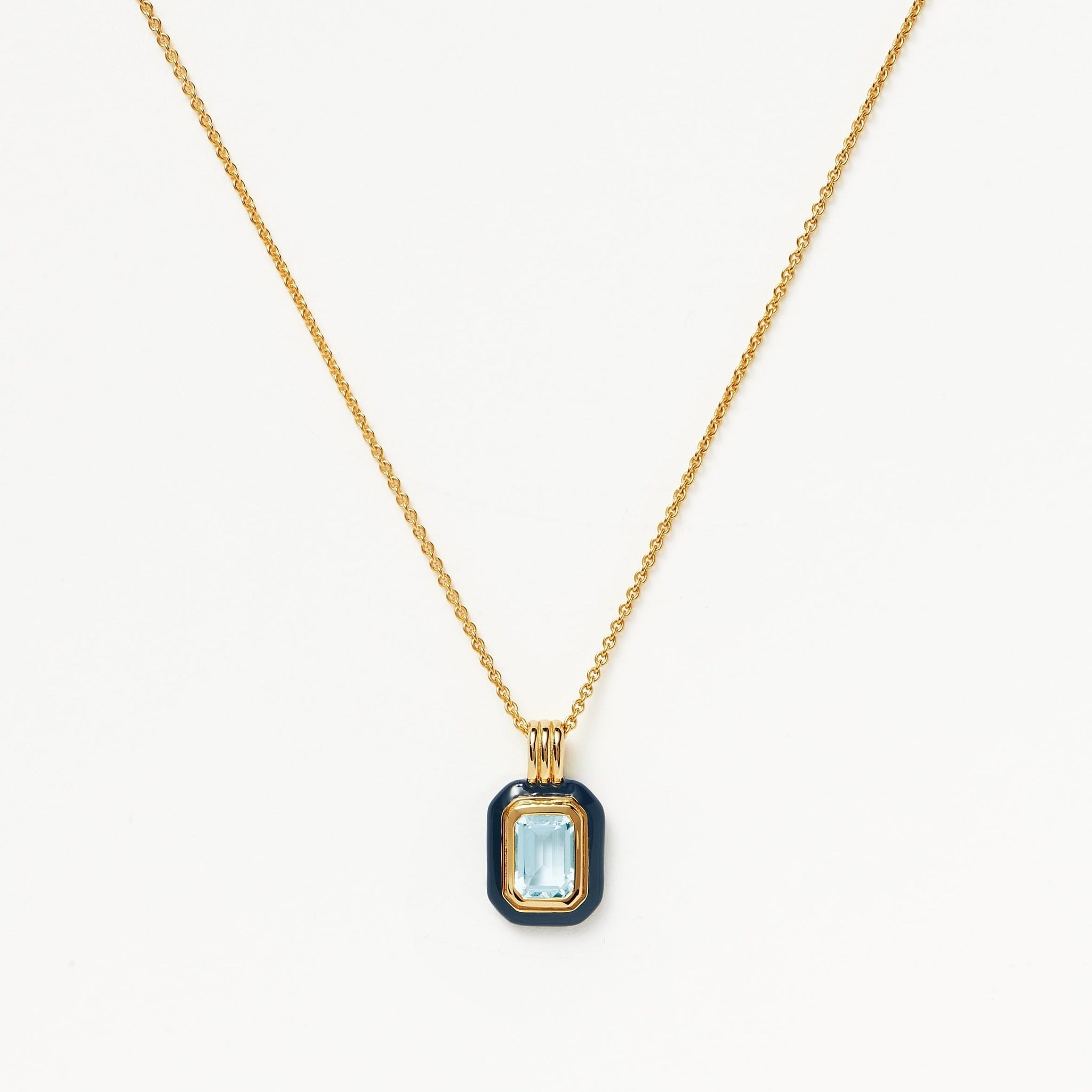 Small Diamond Necklace | 18ct Gold Plated Blue CZ