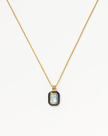 Small Diamond Necklace | 18ct Gold Plated Blue CZ