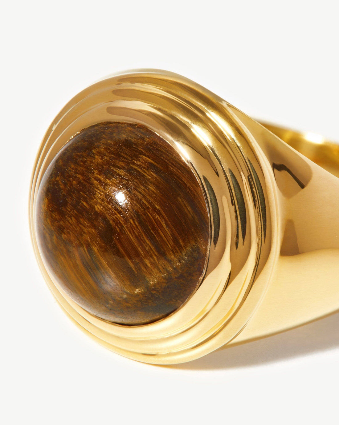 SPHERE RIDGE RING | 18ct Gold Plated Tiger's Eye