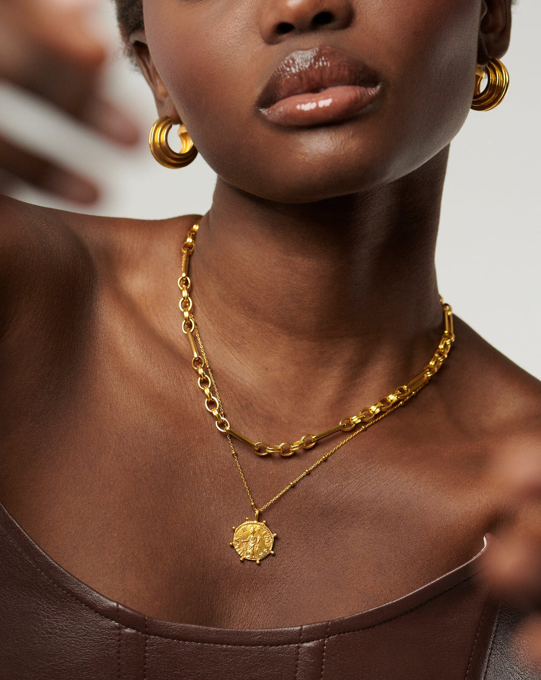 Beaded Ancient Coin Necklace | 18ct Gold Plated