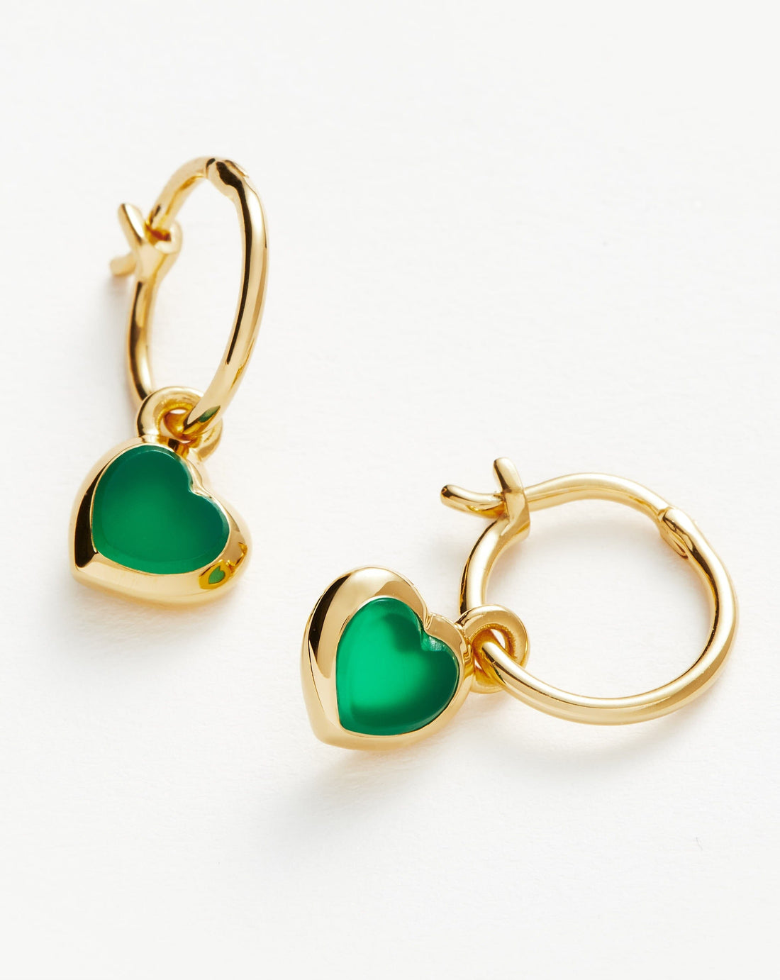 Jelly Heart Earrings | 18ct Gold Plated Dyed Chrysoprase