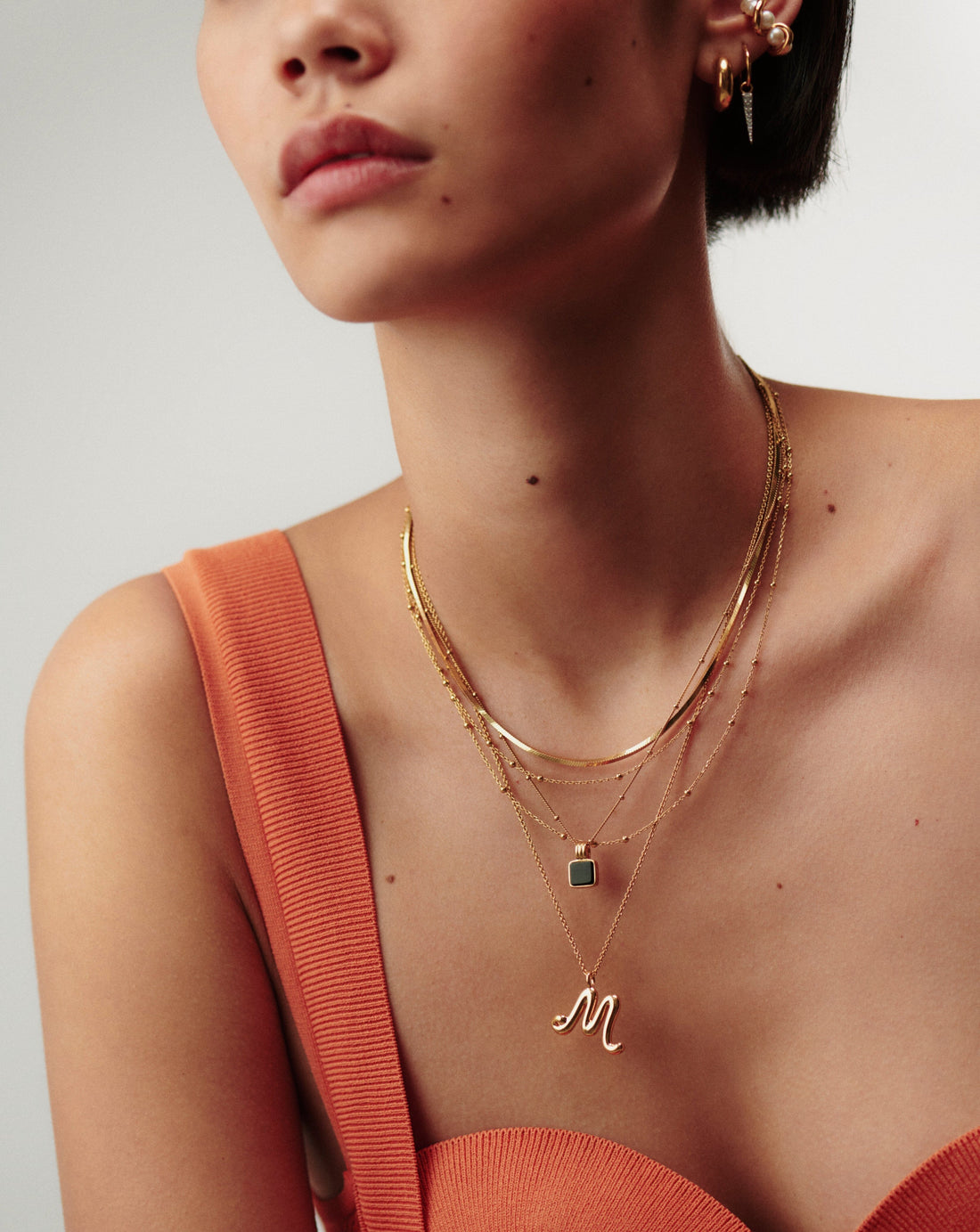 LUCY WILLIAMS SHORT SQUARE SNAKE CHAIN NECKLACE | 18ct Gold Plated