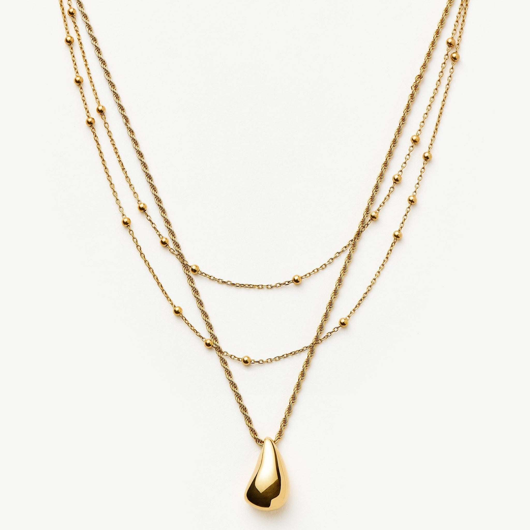 Teardrop Gold Bean Necklace | 18ct Gold Plated