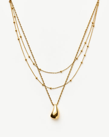 Teardrop Gold Bean Necklace | 18ct Gold Plated