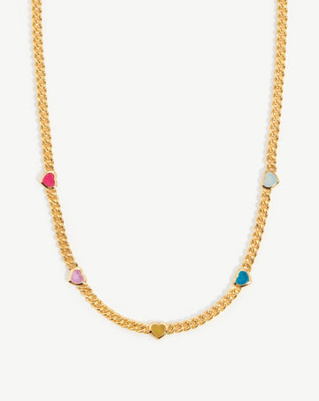 Jelly Heart Gemstone Charm Necklace | 18ct Gold Plated Multi Quartz