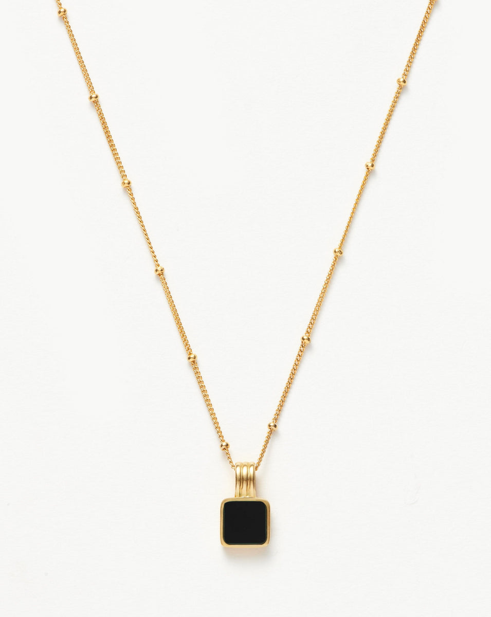 Lucas Square Onyx Necklace | 18ct Gold Plated Vermeil/Black Onyx