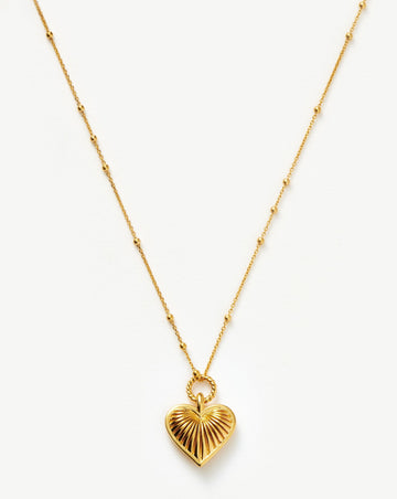 Ridge Heart Charm Pendant Necklace | 18ct Gold Plated